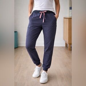 FIGS Technical Collection Jogger Scrub Pants Women’s XXL Gray Pink Drawstring